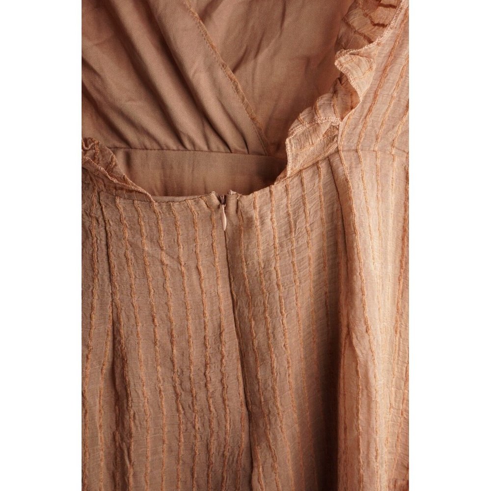 New AREA Stars Women's L Long Sleeve Mauve Pink Wrap Open Back Ruffle Mini Dress - Picture 6 of 8